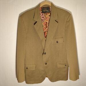 1971 Vintage Double Knit Blazer Size 40 Jacket Psychedelic Lining 70s Mod